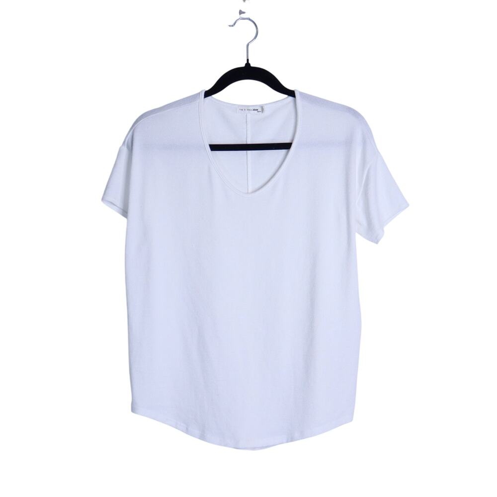 RAG & BONE Melrose Femme Tee White Short Sleeve Scoop Neck Knit Women's XS